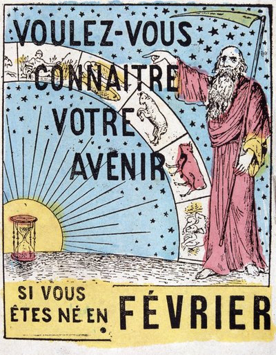 Vil du kende din fremtid? : Nostradamus. Astrologisk reklamemærke fra det 19. århundrede af Unknown artist