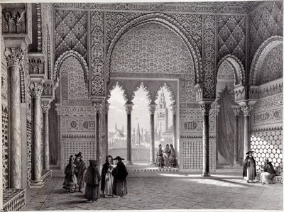Don Pedros salon ved Alcazar, Sevilla. af Unknown artist
