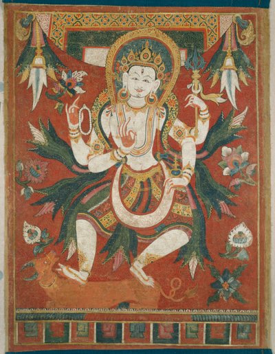 Dobbeltsidet malet banner (Paubha) med Gud Shiva af Unknown artist