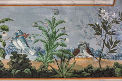 Duer og blomster, detalje af 3743687 (fresco) af Unknown artist