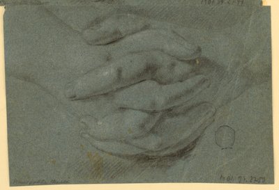 Tegning: Et studie for foldede hænder af Unknown artist