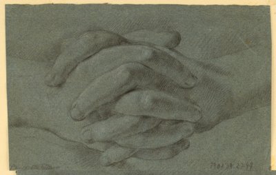 Tegning: Et studie af foldede hænder af Unknown artist