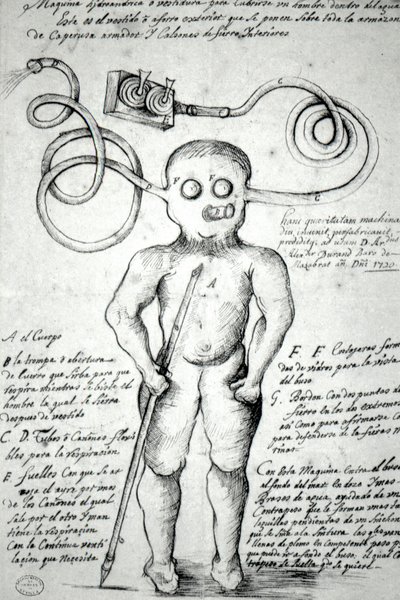 Tegning, der forestiller en mand klædt i et jakkesæt. Peru af Unknown artist