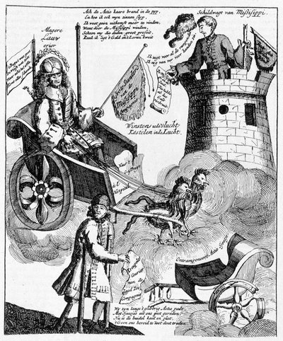 Hollandsk satiretryk mod John Law (1671-1729), om Mississippi-sagen af Unknown artist