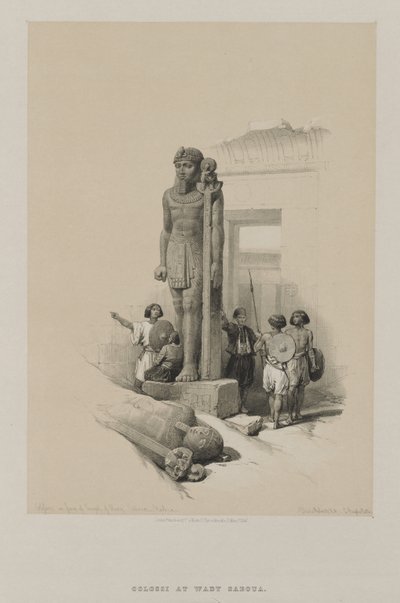 Egypten og Nubien, bind II: Kolossen foran templet ved Wady Saboua, Nubien af Unknown artist