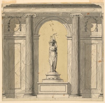 Forhøjning af en væg i en vestibule af Unknown artist