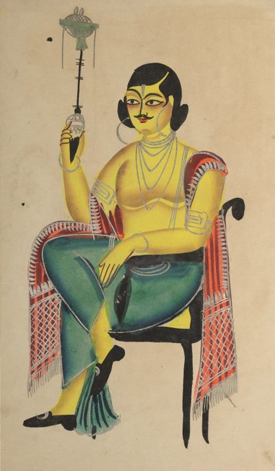 Engelsk Babu (indfødt indisk kontorist) holder en vandpibe af Unknown artist