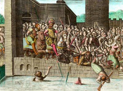 Indført i Paris af kong Henrik IV (1553-1610) den 22. marts 1594. Indgravering af det 18. århundrede. Saml. Lad os gå. af Unknown artist