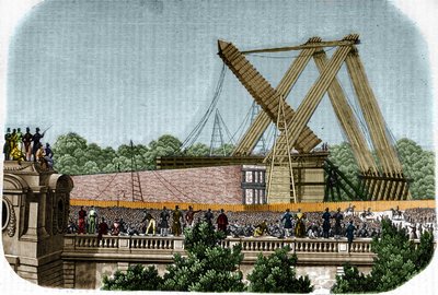 Opførelse af obelisken af Louqsor (Luxor) på Place de la Concorde. Paris, 25. oktober 1836. af Unknown artist