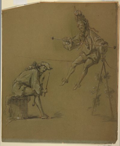 Figurstudier til et design af et clavichord-omslag af Unknown artist