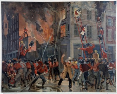 Brand- og brandmænd i New York af Unknown artist