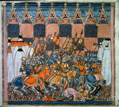 Første korstog: belejringen og erobringen af Jerusalem ved overgangene ledet af Godefroy de Bouillon (1058-1100) i 1099. Miniature fra "Chronicles d