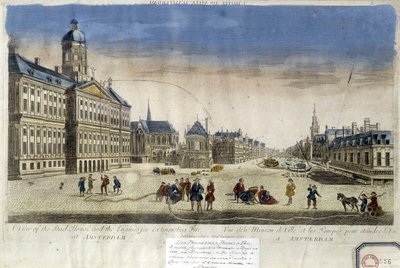 Første brandpumper foran Amsterdam Rådhus - Optisk udsigt af Unknown artist