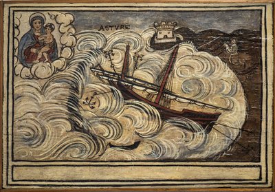 Tidligere voto (ex voto) sømand, populært tilbud som løfte om hengivenhed og taknemmelighed fra sømanden, der overlever til farerne ved havet, der kommer fra kirken Carmine, Torre del Greco, nær Napoli, Italien fra det 19. århundrede af Unknown artist