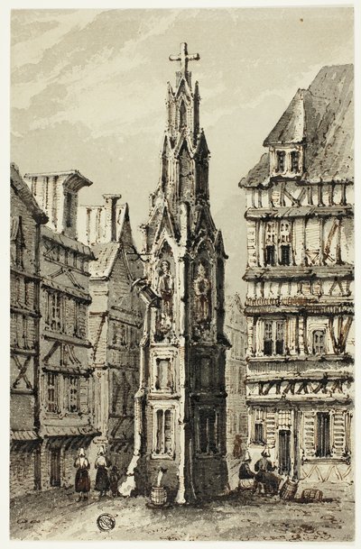Fontænetårn i den gamle by af Unknown artist
