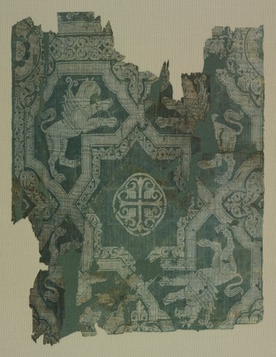 Fragment med stjernemønster og griffins af Unknown artist