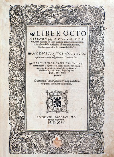 Frontispice fra Liber octo Missarum (1541) af Unknown artist