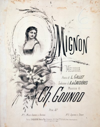 Frontispice af Mignon, melodi af Charles Gounod (1800-tallet) af Unknown artist