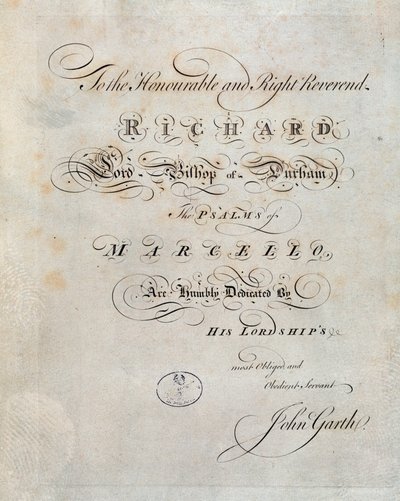 Frontispice af "" Salmerne"" af Benedetto Marcello af Unknown artist