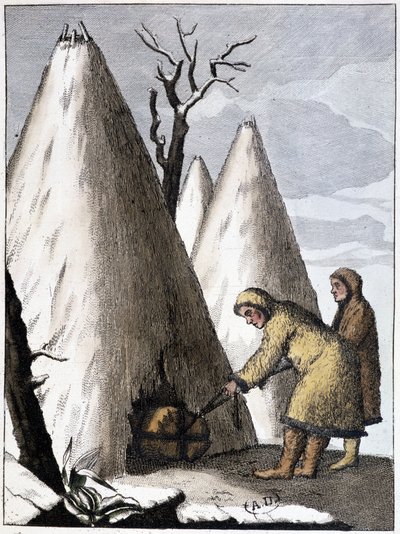 Begravelse for samoyderne i Asien (Mongolien), deb. 19. århundrede af Unknown artist