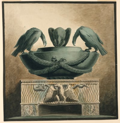 Begravelsesfartøj med tre af Unknown artist