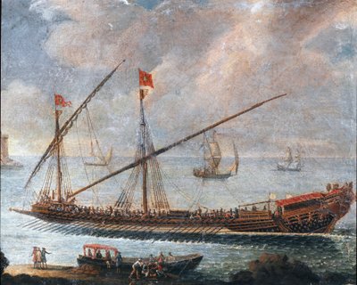 Galley, der forlader Genovas havn (maleri af Unknown artist
