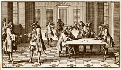 Spillelokale i det 18. århundrede - Indgravering af Sebastien Le Clerc i "Essay d