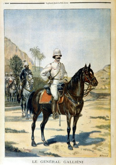 General Galliéni på Madagaskar - i "" Le Petit Journal"" af 11/06/1899. af Unknown artist