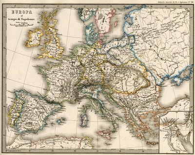 Geografisk kort over Europa på Napoleon I