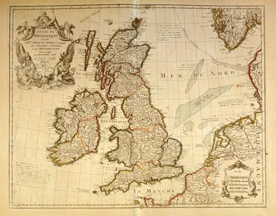 Geografisk kort, der repræsenterer England og Irland. Atlas af G. Delysle af Unknown artist