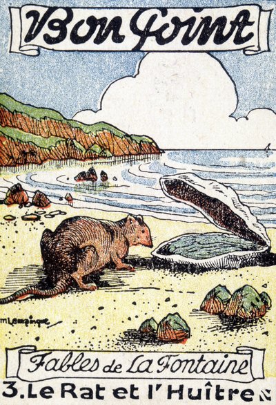 God pointe illustreret af Jean de La Fontaines fabel "Rotten og østersen". af Unknown artist