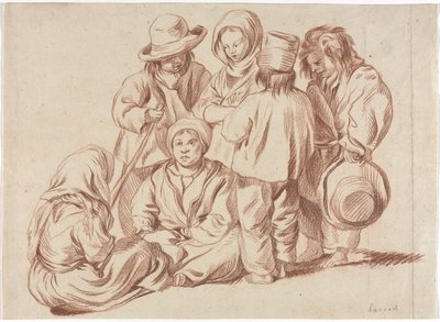 Gruppe på seks børn (recto) af Unknown artist