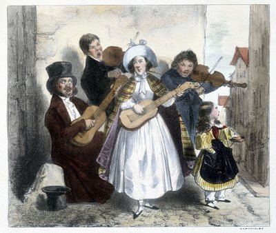 Gruppe af gademusikanter, slutningen af 1800-tallet af Unknown artist