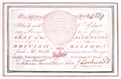Halvguinea-billet til ballonopstigning på Tottenham Court Road, London, den 23. marts 1785 af Unknown artist