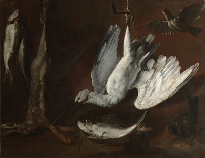 Hare, skestork og fisk af Unknown artist
