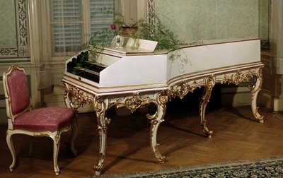 Cembalo af den østrigske komponist Wolfgang Amadeus Mozart (1756-1791) (cembalo af den østrigske komponist Mozart) Prag fra det 18. århundrede, Mozarts museum af Unknown artist
