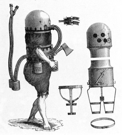 Han brugte den til at dykke ned i Oder-vandet i 1797. af Unknown artist