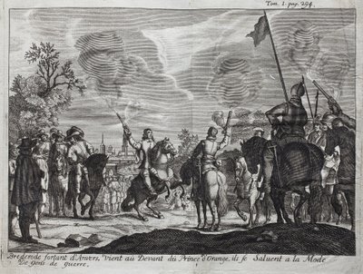 Henri, greve af Brederode (Hendrik Graaf van Brederode) (1531-1568), forlader Antwerpen (Holland, Holland), kommer til fronten af Vilhelm I af Orange-Nassau (Orange Nassau), Prins af Orange (eller Guillaume Taciturn) af Unknown artist