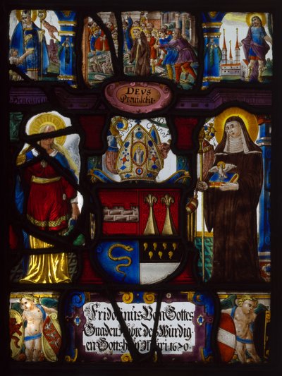 Heraldisk tavle med våbenskjold for Fridoinus Summerer, abbed af Muri, Schweiz af Unknown artist