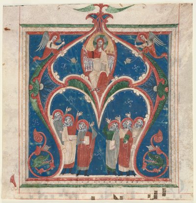 Historikert initial (A) Udskåret fra et antifonium: Kristus i majestæt med profeter af Unknown artist