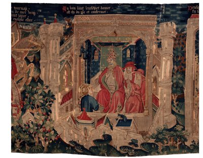 Historien om Saint Piat og Saint Eleuthère, scene 9 Saint-Éleuthère er bekræftet som biskop af Tournai (Au boin saint l