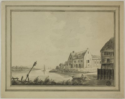 Huse ved floden eller kanalen af Unknown artist