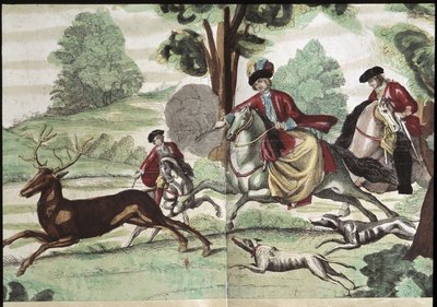 Jagtscene - gravering af Unknown artist