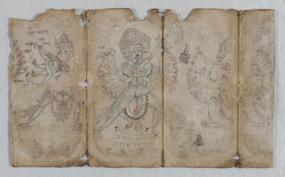 Ikonografiske tegninger: Chakrashamvara med Vajravarahi, Hevajra med Nairatmya og Yamantaka (verso) af Unknown artist