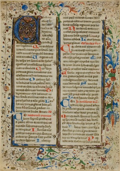 Illumineret initial "A" fra et psalter eller breviarium af Unknown artist