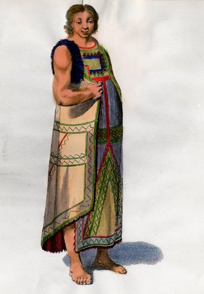 Indisk kostume fra Montevideo i Uruguay. Litografi fra slutningen af 1700-tallet. Paris, dekorativ kunst af Unknown artist