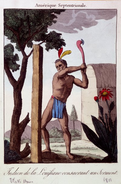 Indianer af Louisiana indviede en ed - gravering af Unknown artist
