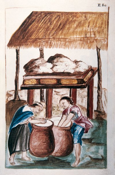 Indianere, der laver ost, fra bogen "Trujillo of Peru" eller "Codex Martinez Companion", af Baltazar Martinez Companion og Bujanda, biskop af Trujillo (1782-1785) af Unknown artist