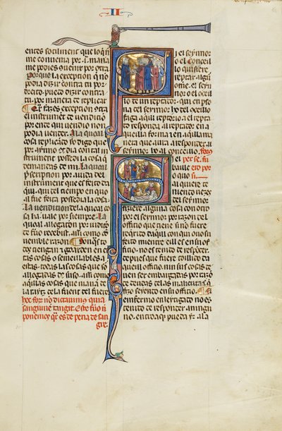 Initial S: En advokat står foran en gruppe mænd; Initial S: En advokat med klienter foran en dommer og En dommer, advokat og klienter ved en mands sygeseng af Unknown artist