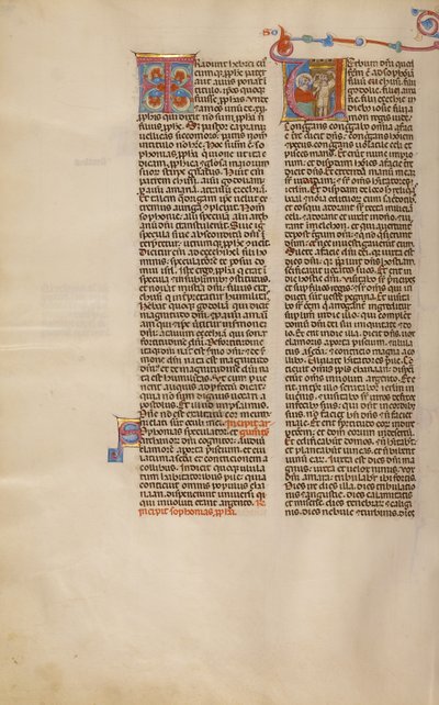 Initial V: Zephaniah peger på et barn af Unknown artist